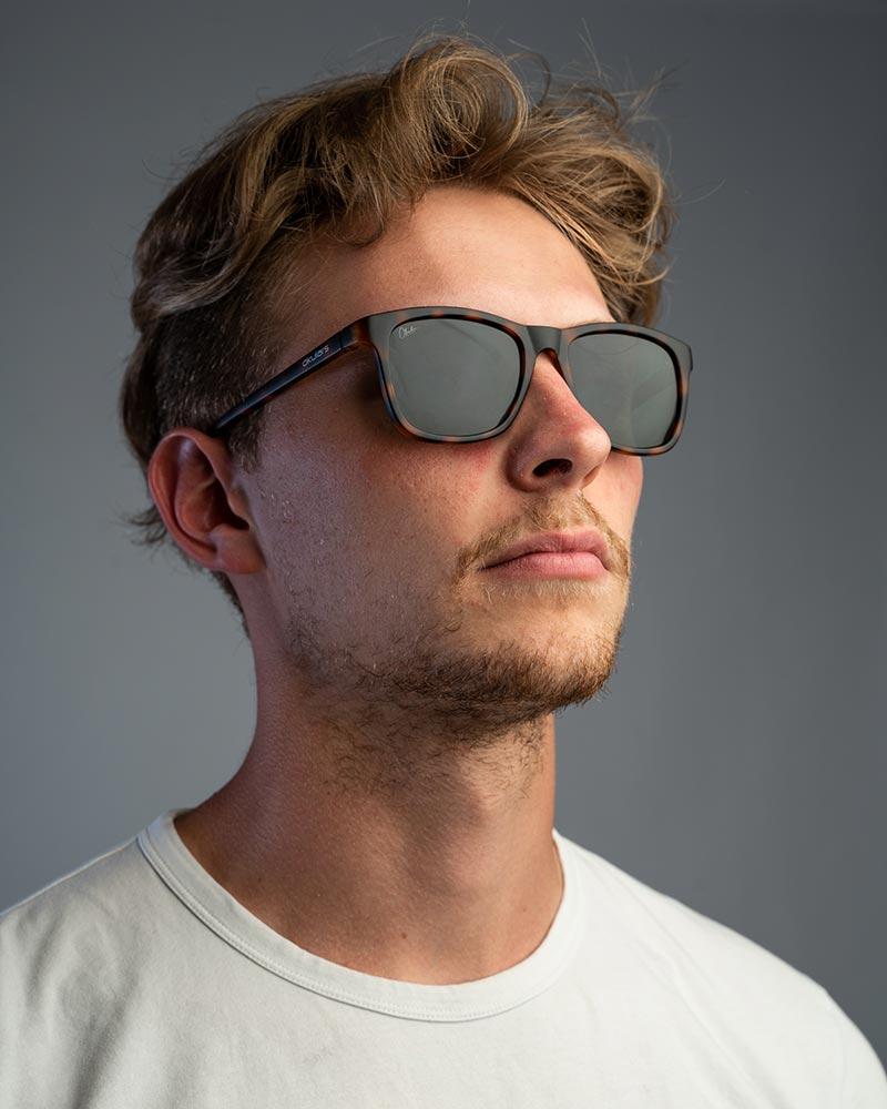 Okulars Eco Nordic Sand sunglasses made from recycled materials, featuring a matte finish and UV400 protection.