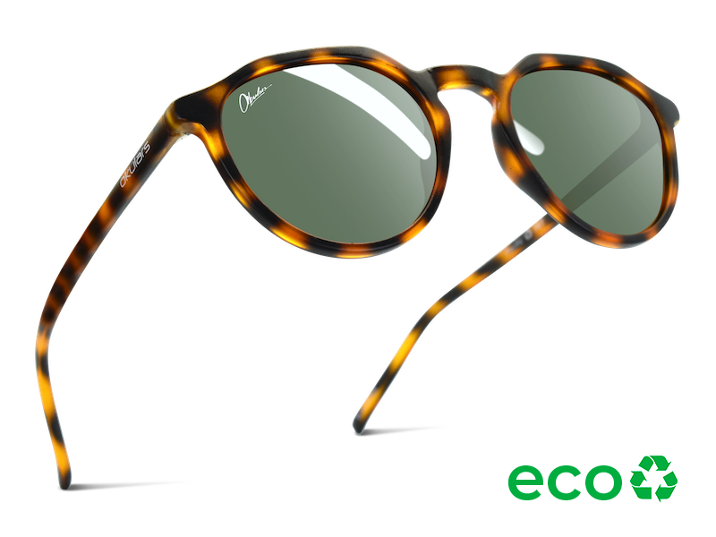Okulars Eco Pacific Kelp sunglasses made from recycled materials, featuring a matte finish and UV400 protection.