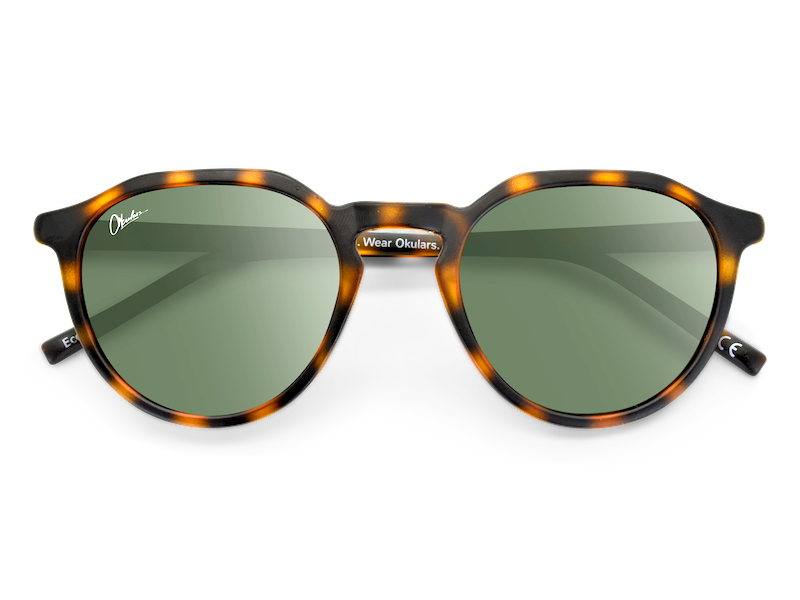 Okulars Eco Pacific Kelp sunglasses made from recycled materials, featuring a matte finish and UV400 protection.