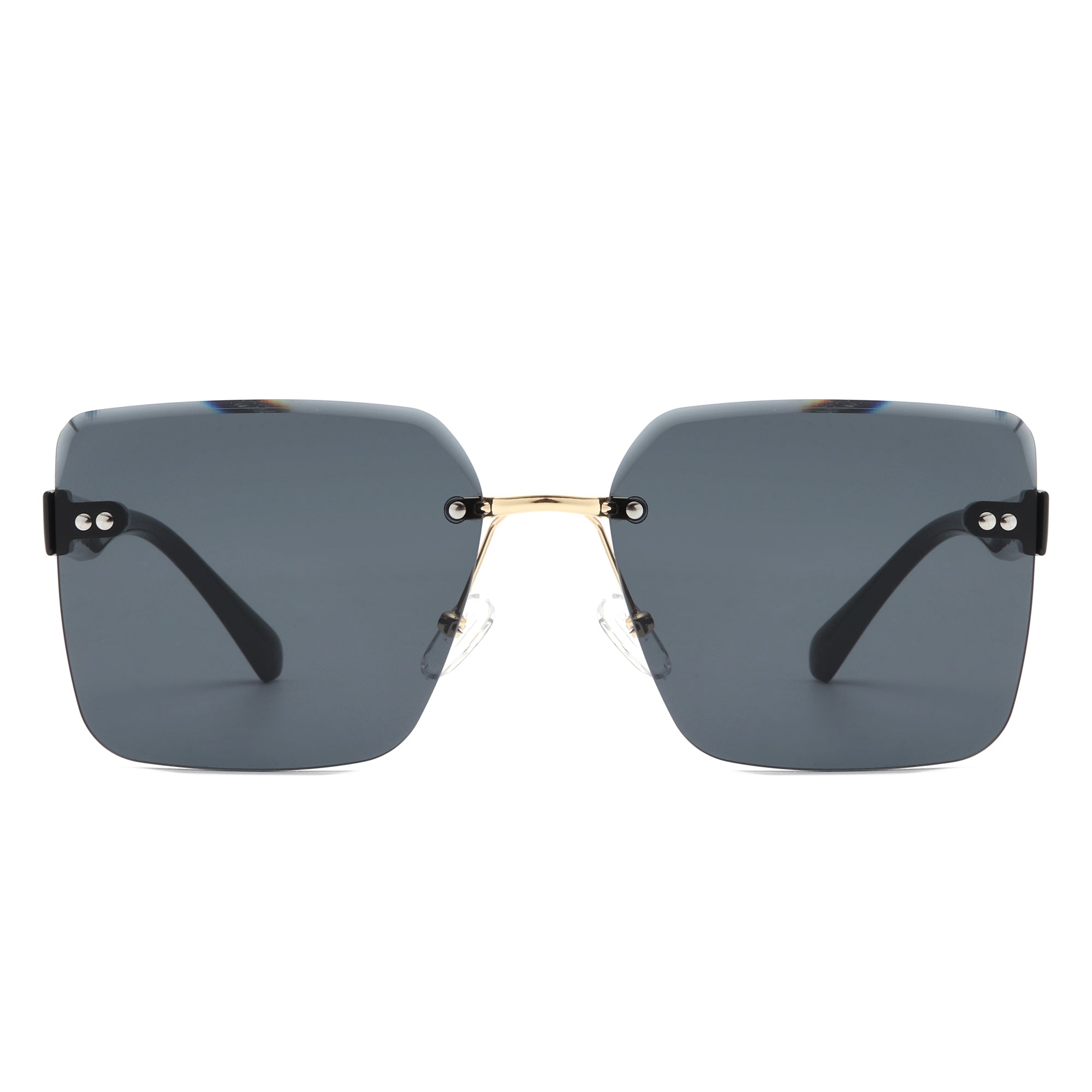 Cramilo Women's Rimless Tinted Square Fashion Sunglasses with lightweight plastic frames and polycarbonate lenses, elegantly packaged.