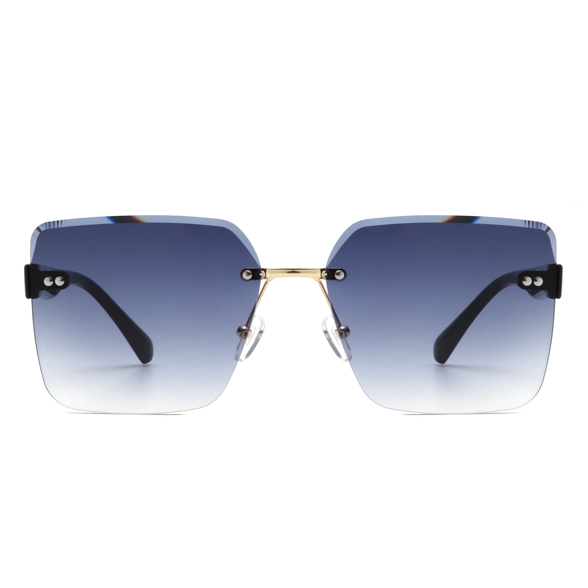 Cramilo Women's Rimless Tinted Square Fashion Sunglasses with lightweight plastic frames and polycarbonate lenses, elegantly packaged.