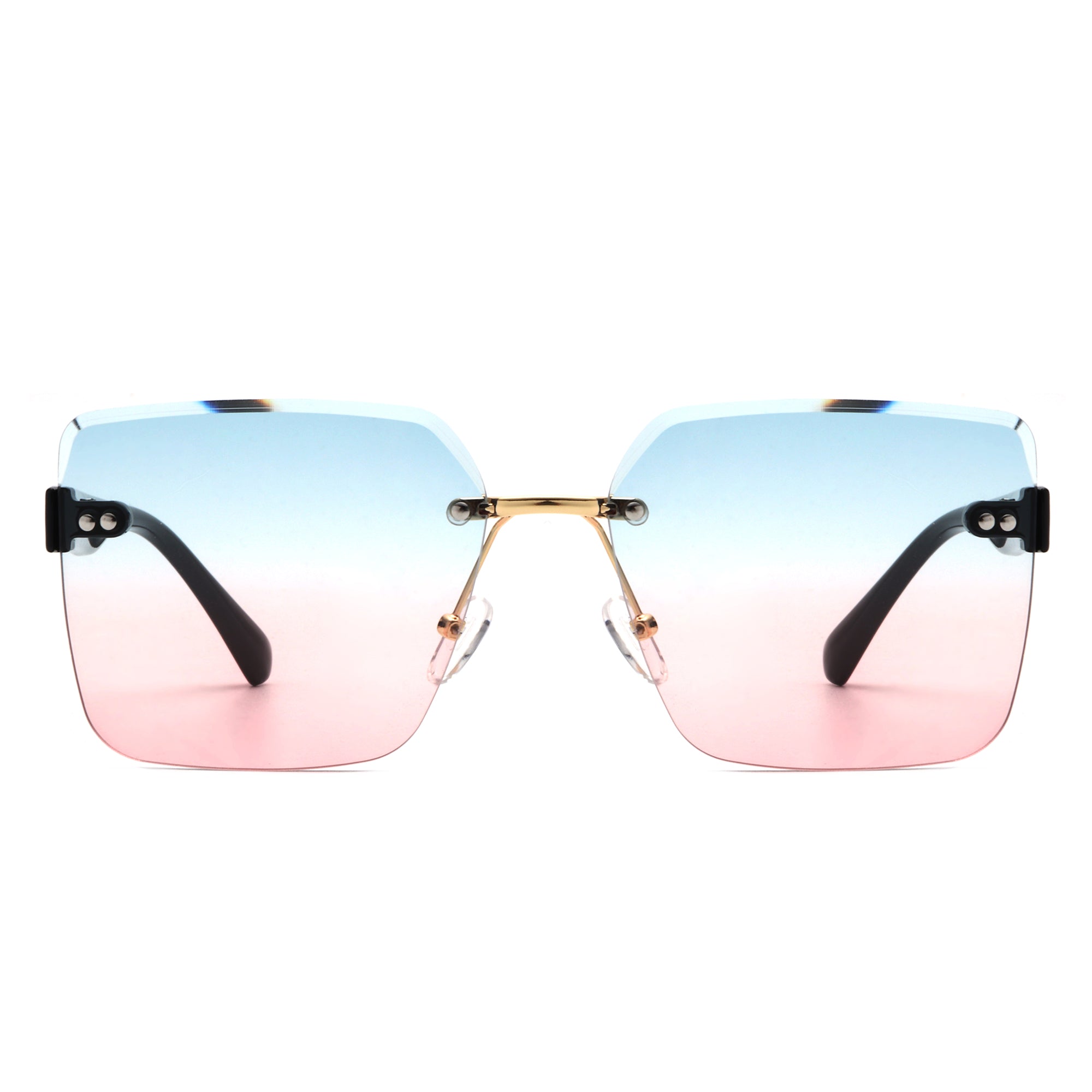 Cramilo Women's Rimless Tinted Square Fashion Sunglasses with lightweight plastic frames and polycarbonate lenses, elegantly packaged.
