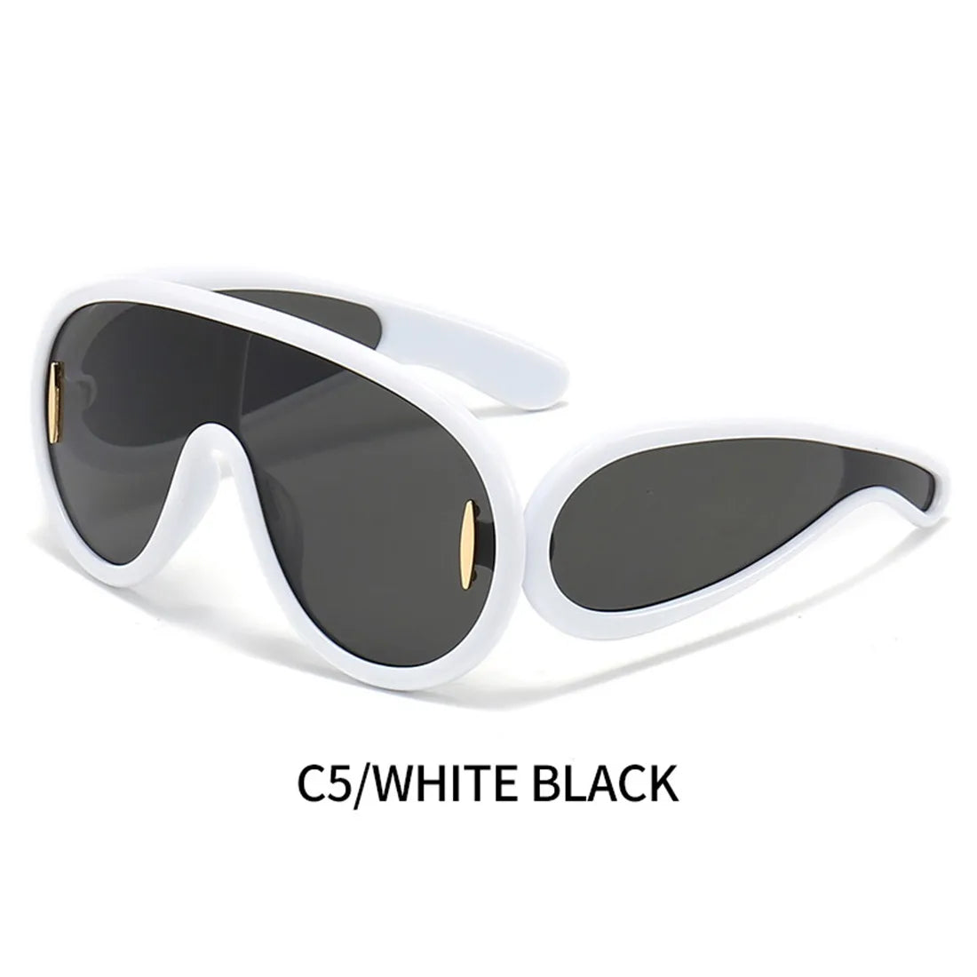 A pair of stylish oversized punk sunglasses designed for women, featuring a retro cycling style and UV400 lens protection.