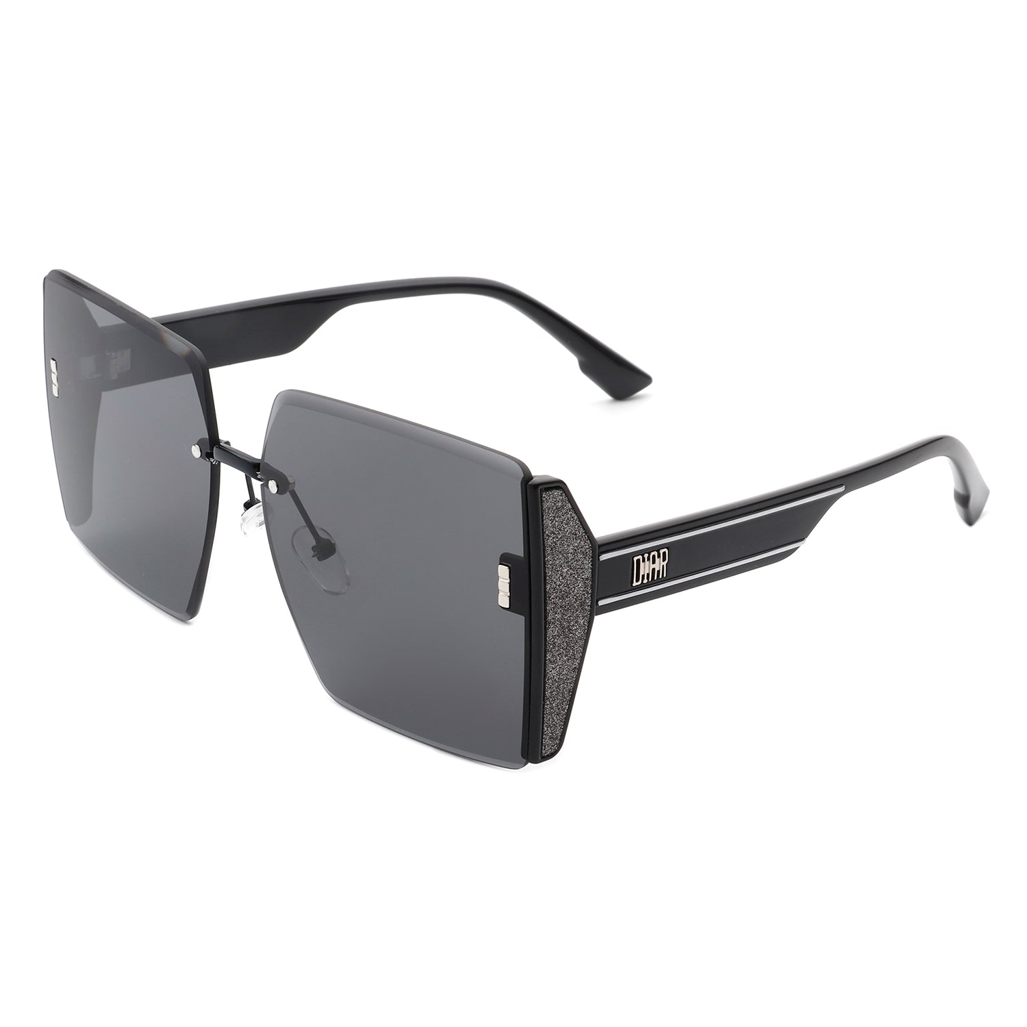 Phoenixy Square Oversize Half Frame Fashion Women Sunglasses with stylish design and UV protection.