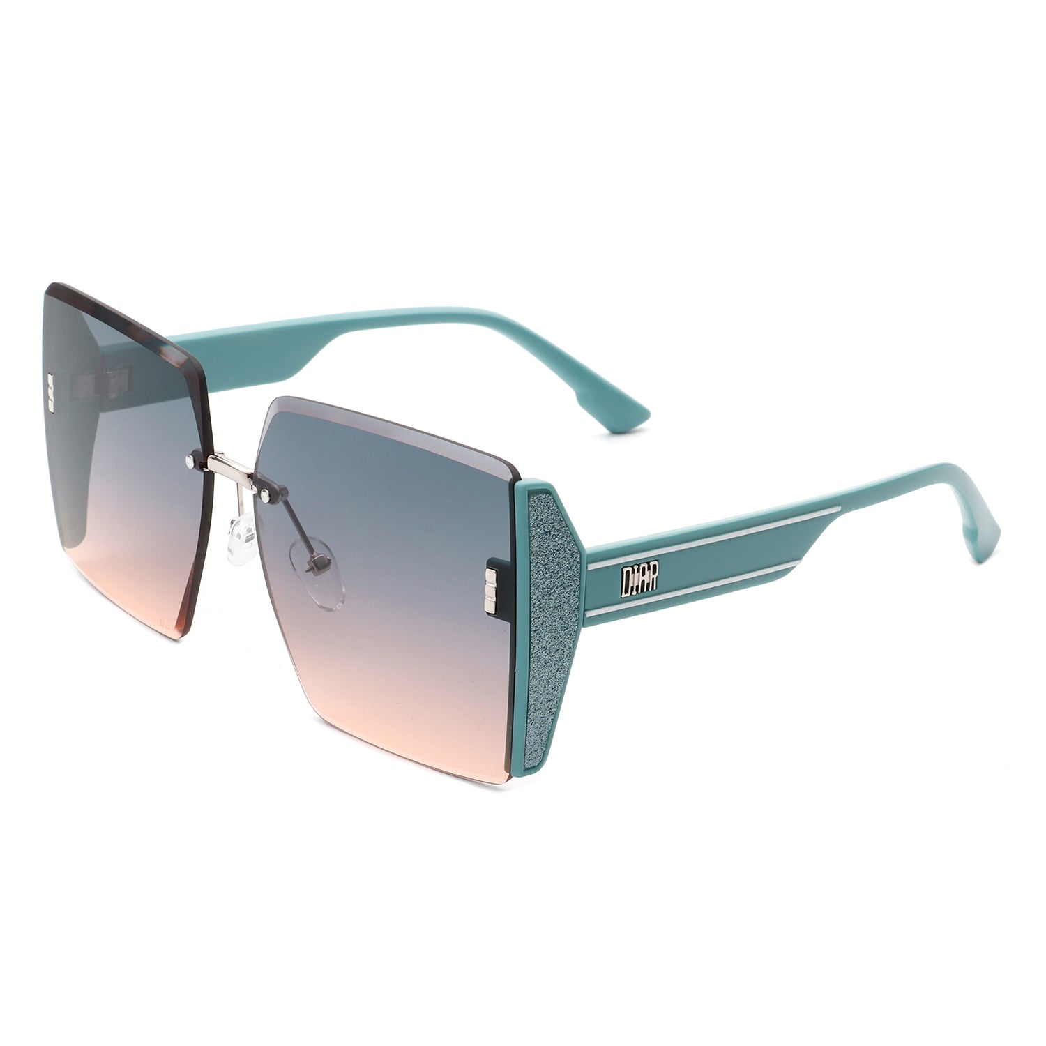 Phoenixy Square Oversize Half Frame Fashion Women Sunglasses with stylish design and UV protection.