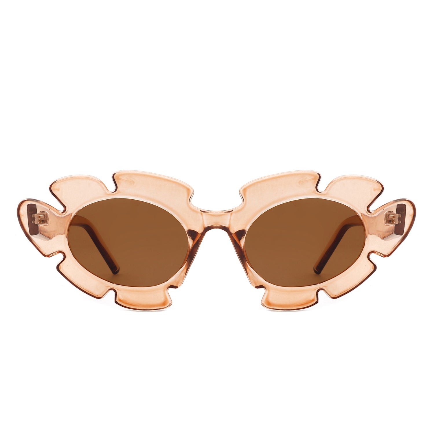 Pixielan Women Irregular Round Cut-Out Cat Eye Flower Design Fashion sunglasses with a unique floral pattern and stylish cut-out details.