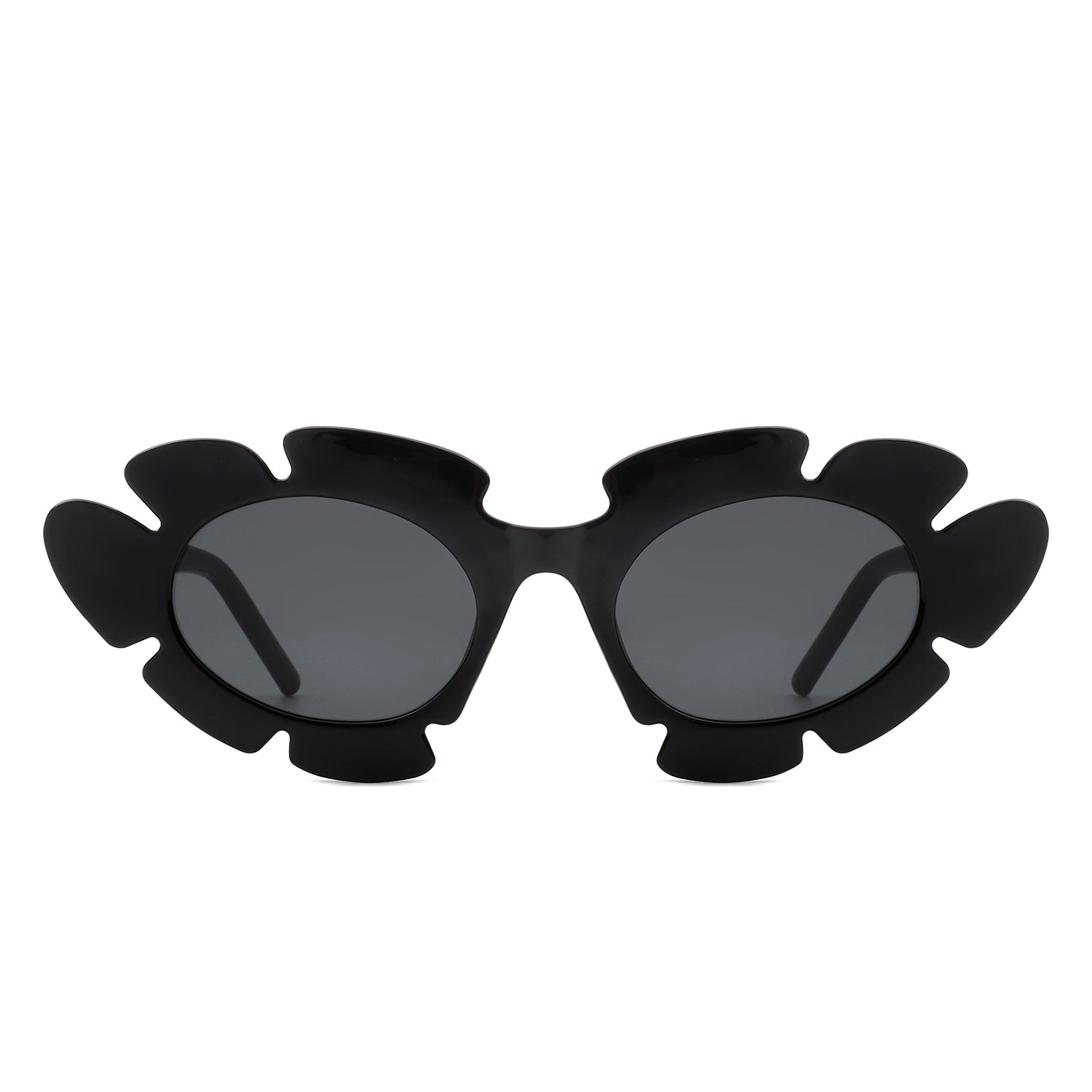 Pixielan Women Irregular Round Cut-Out Cat Eye Flower Design Fashion sunglasses with a unique floral pattern and stylish cut-out details.