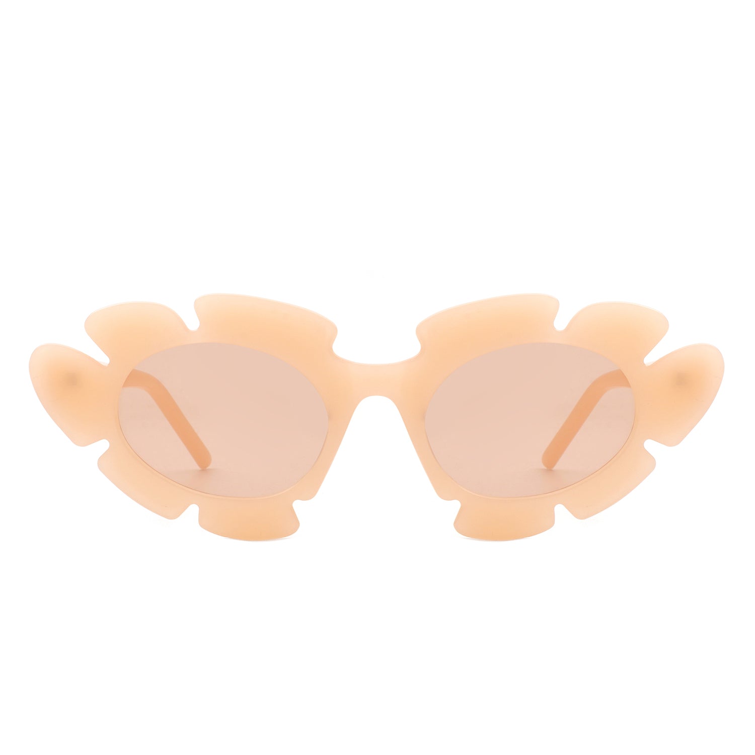 Pixielan Women Irregular Round Cut-Out Cat Eye Flower Design Fashion sunglasses with a unique floral pattern and stylish cut-out details.