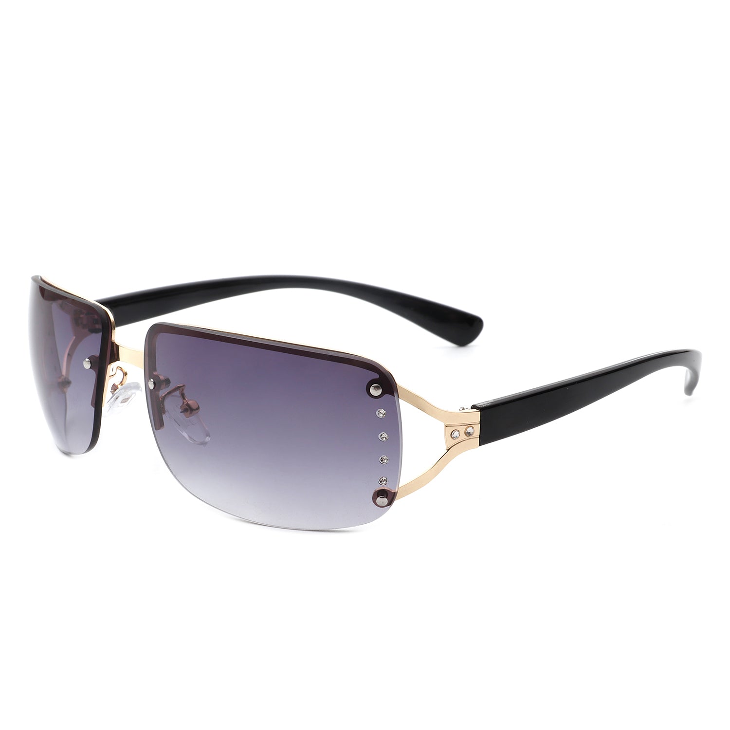 Pluora Women Classic Rectangle Rimless Fashion Square Sunglasses with a stylish design, showcasing their lightweight frame and protective lenses.