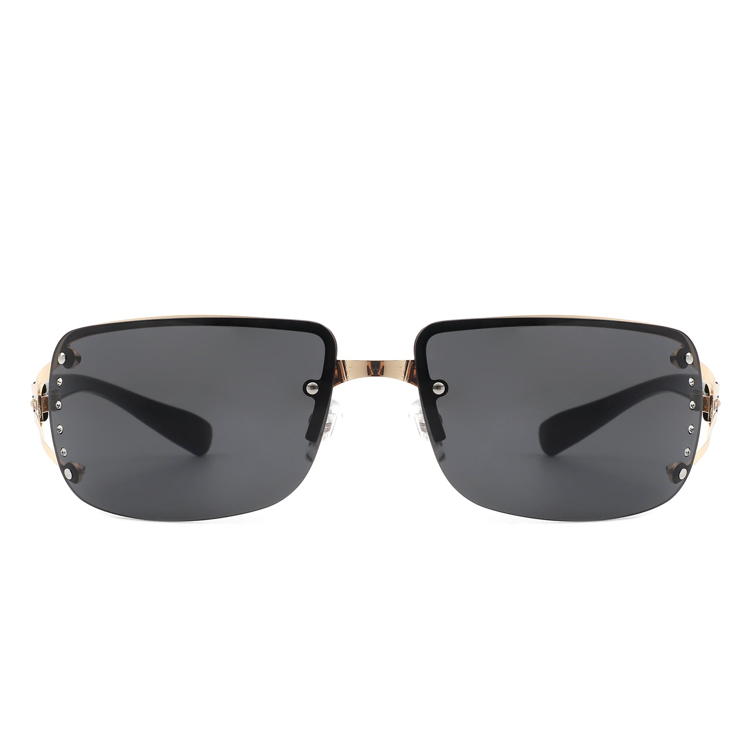 Pluora Women Classic Rectangle Rimless Fashion Square Sunglasses with a stylish design, showcasing their lightweight frame and protective lenses.