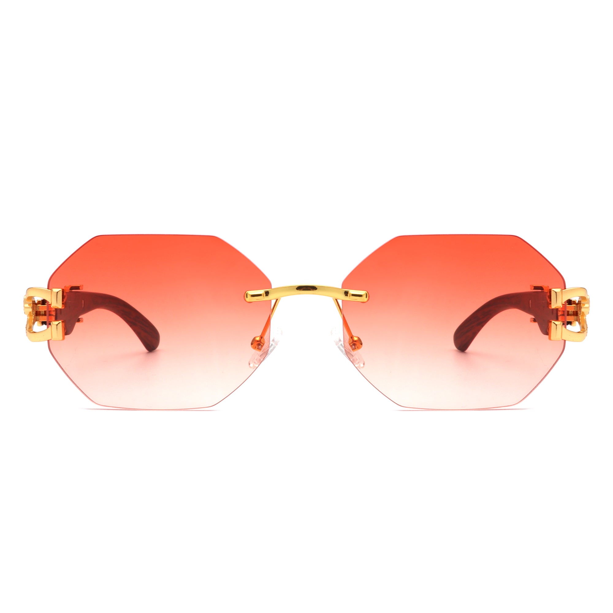 Quip Retro Geometric Rimless Oval-Round Fashion Sunglasses displayed on a stylish background, showcasing their unique design and color options.