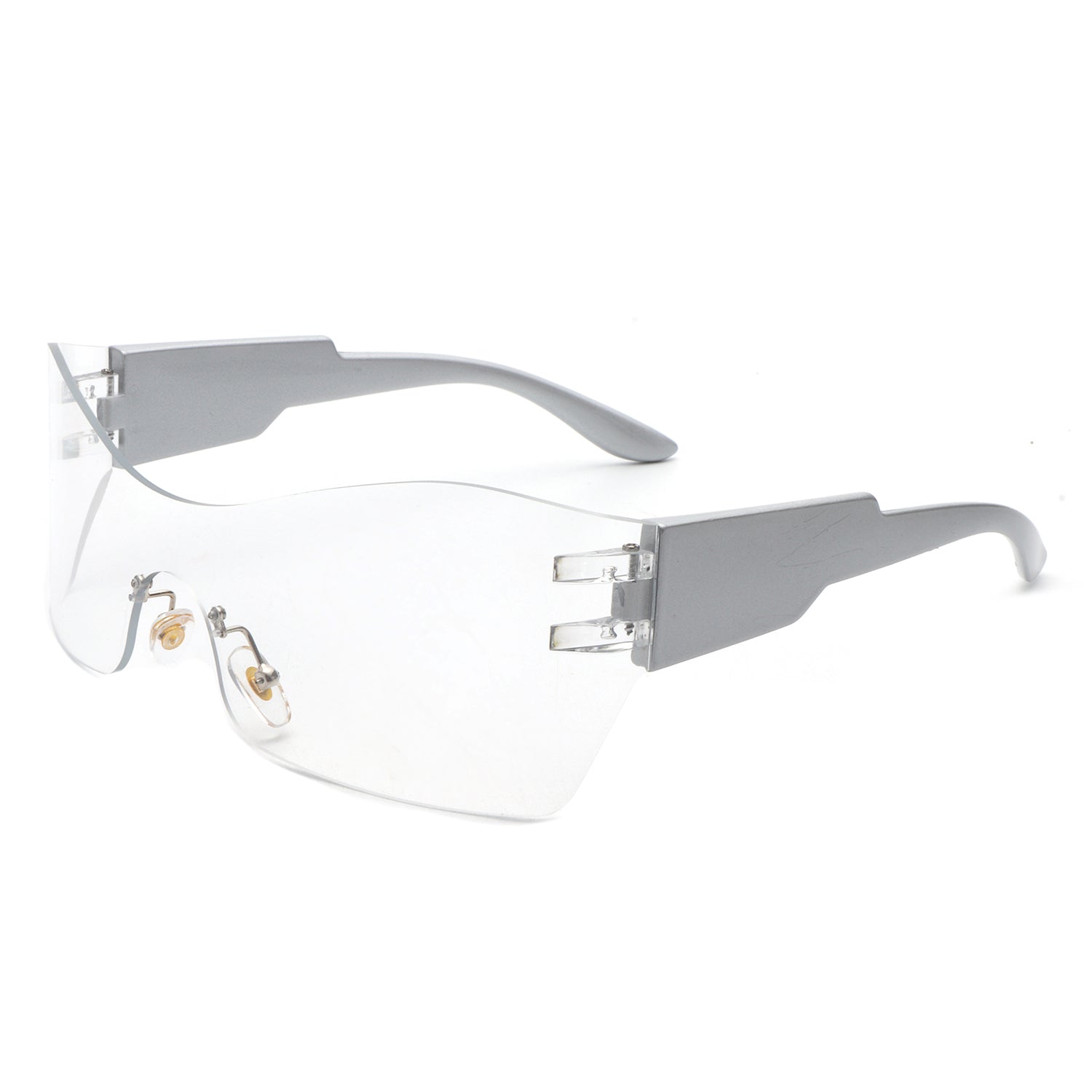 Sable Futuristic Square Mirrored Flat Top Wrap Around Sunglasses showcasing a sleek design with reflective lenses and a sturdy plastic frame.