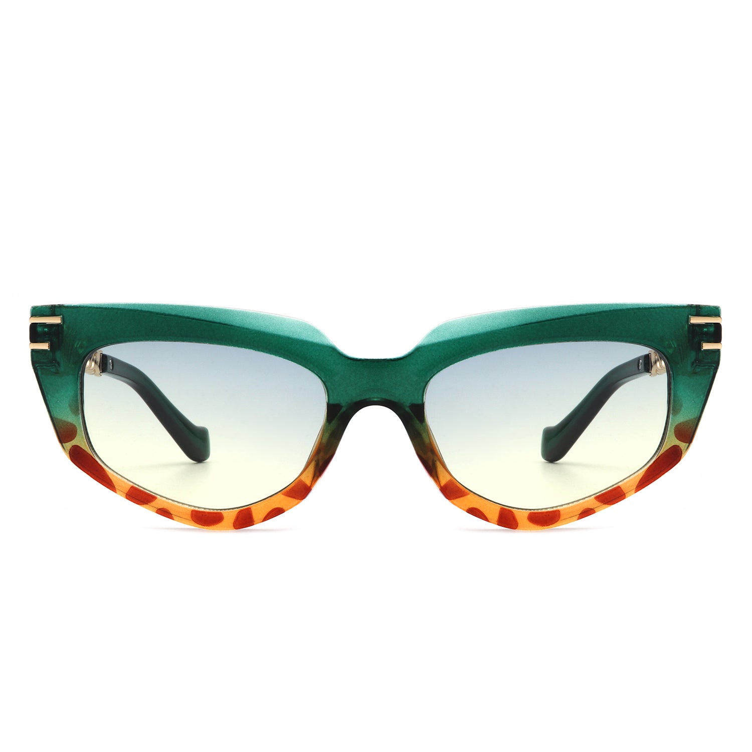 Skylight Women's Cat Eye Sunglasses featuring a chic chain link design, plastic and metal frame, and UV protection.