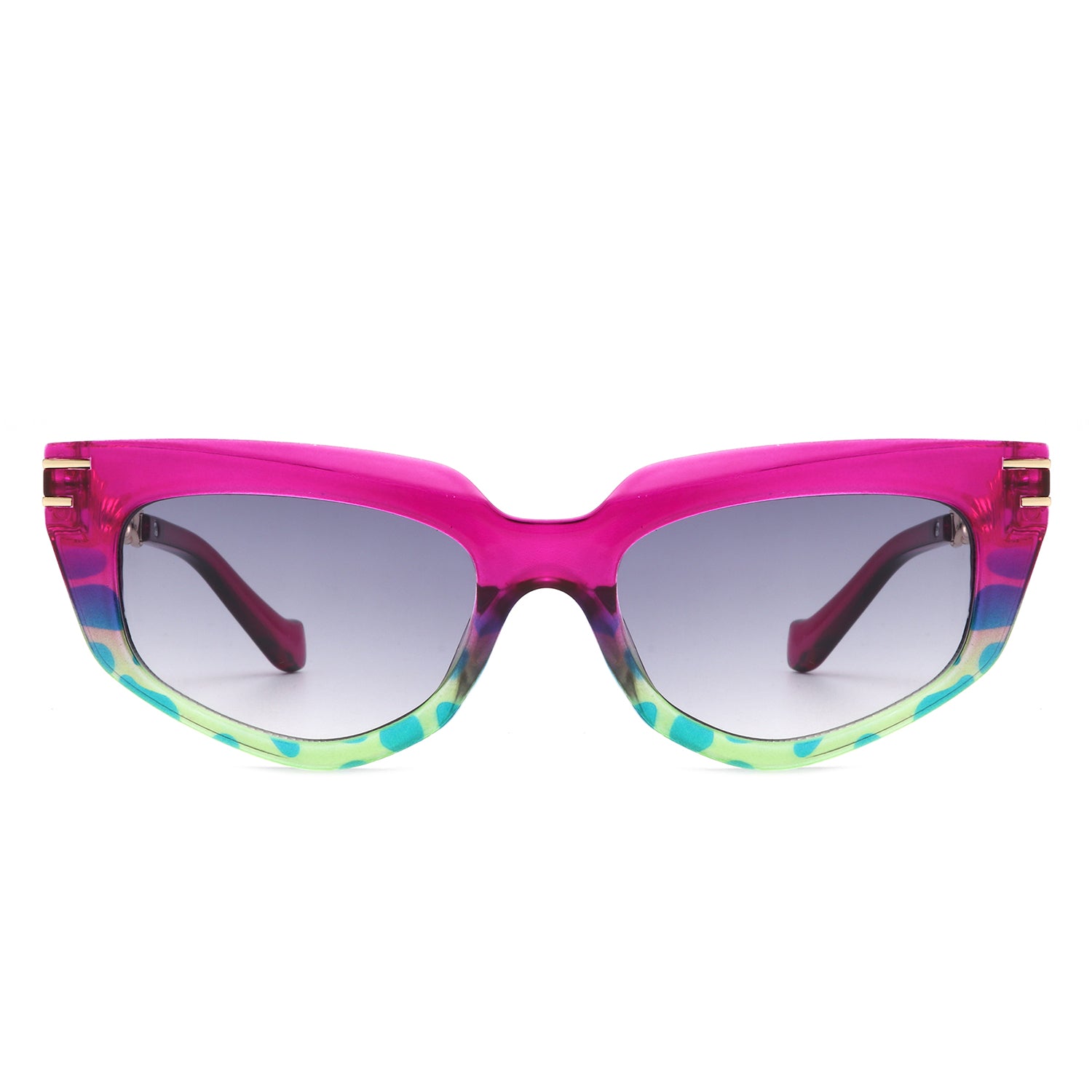 Skylight Women's Cat Eye Sunglasses featuring a chic chain link design, plastic and metal frame, and UV protection.