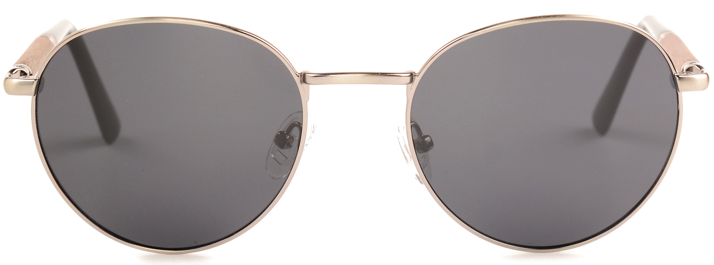 Sloan Monel & Wood Sunglasses featuring round design with wood temples and TAC polarised lenses.