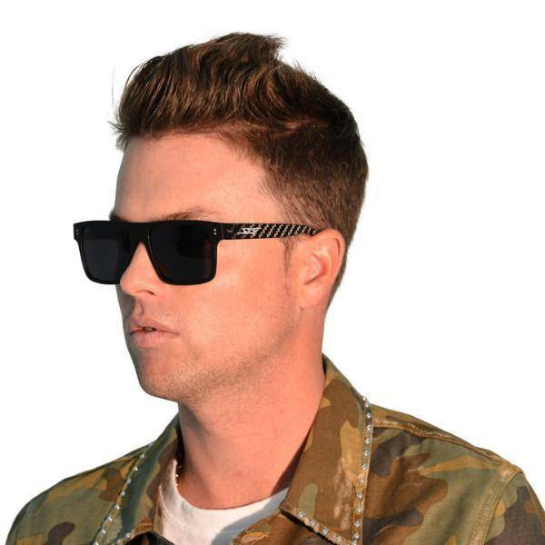 SPORT Real Carbon Fiber Sunglasses with polarized lenses and acetate frames, showcasing a modern square design.