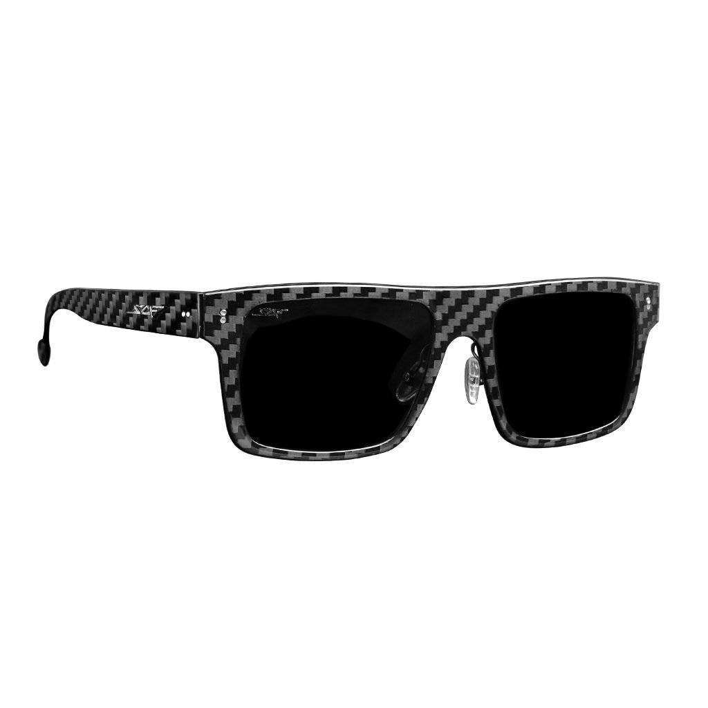 SPORT Real Carbon Fiber Sunglasses with polarized lenses, showcasing square frames and lightweight design.