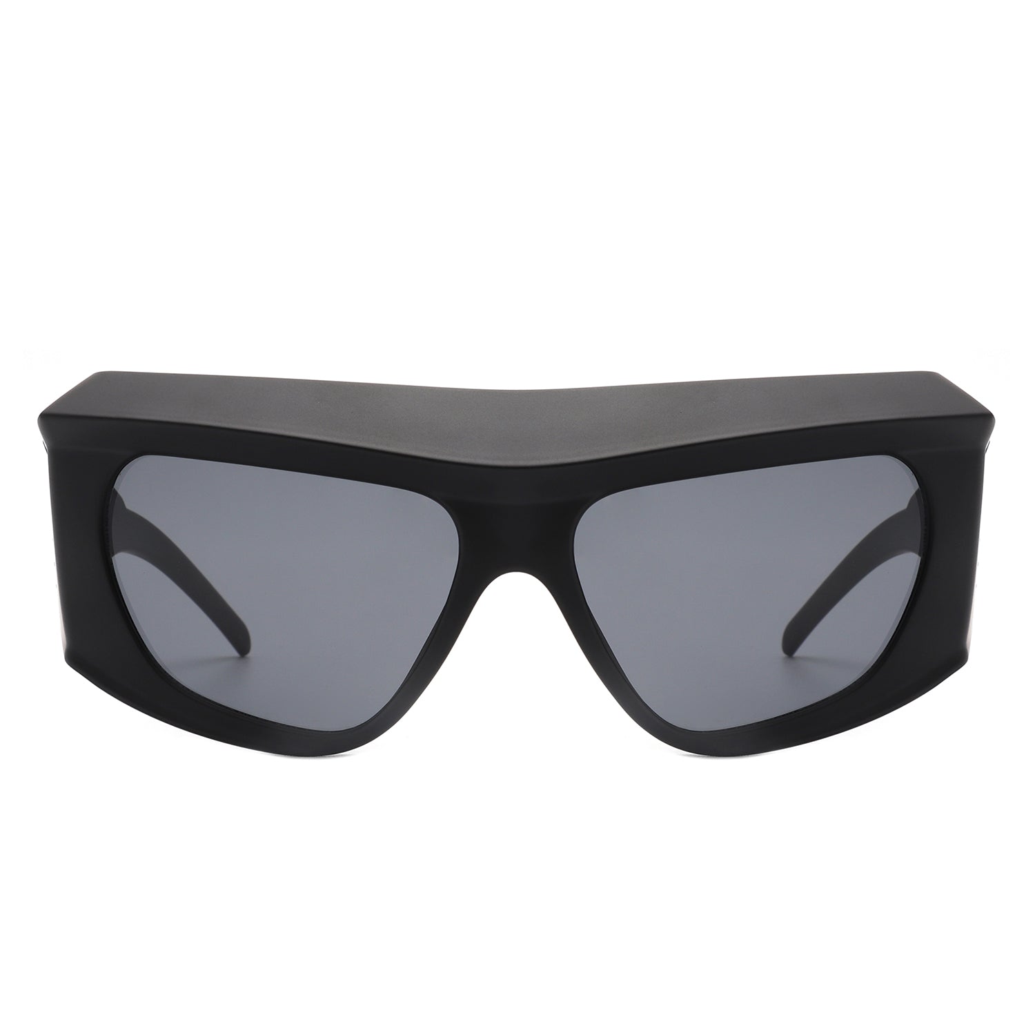 Thalia oversized chunky square wrap around tinted sunglasses with a stylish design and protective lenses.