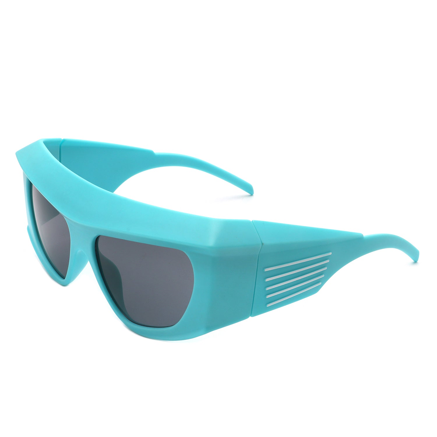 Thalia oversized chunky square wrap around tinted sunglasses with a stylish design and protective lenses.