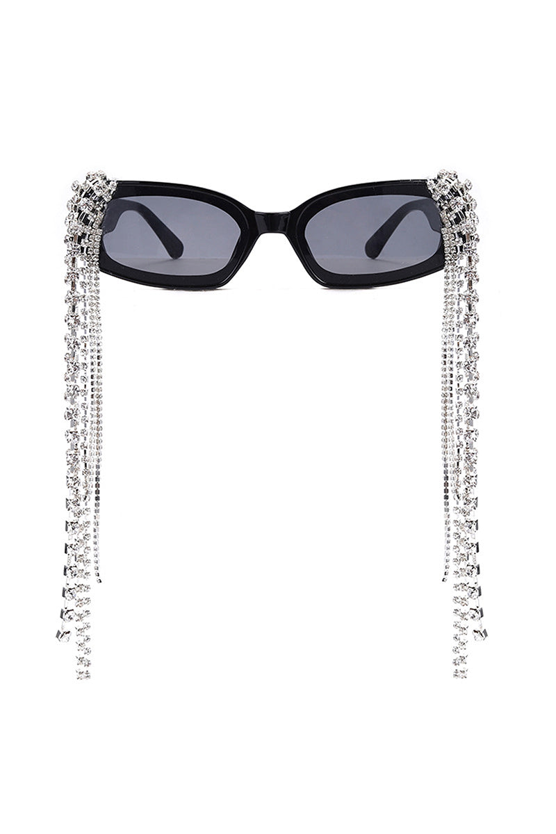 Thyria Modern Luxury Rhinestone Chi Rectangle Women's Sunglasses featuring stylish rhinestone embellishments and a chic rectangle design.