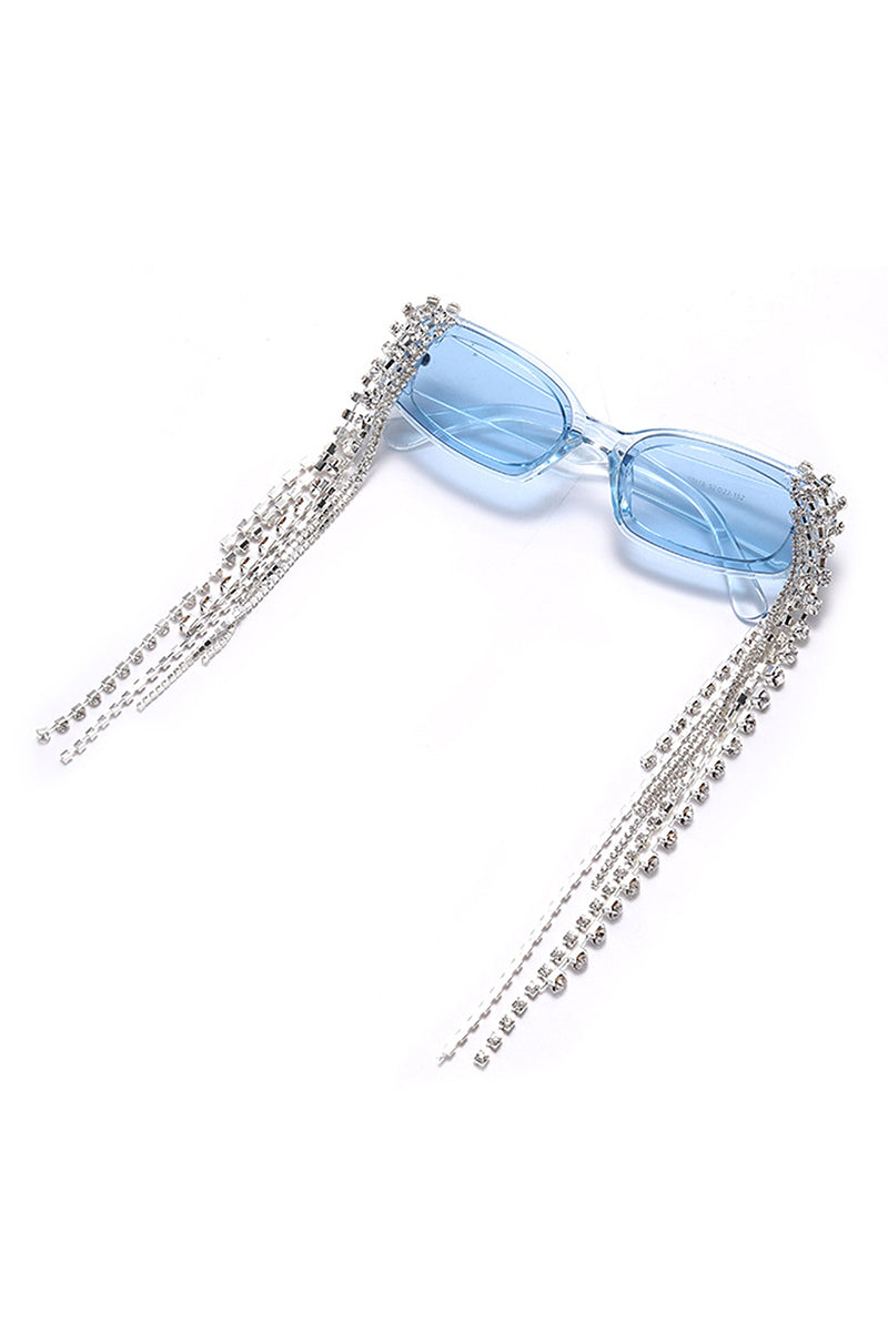 Thyria Modern Luxury Rhinestone Chi Rectangle Women's Sunglasses featuring stylish rhinestone embellishments and a chic rectangle design.
