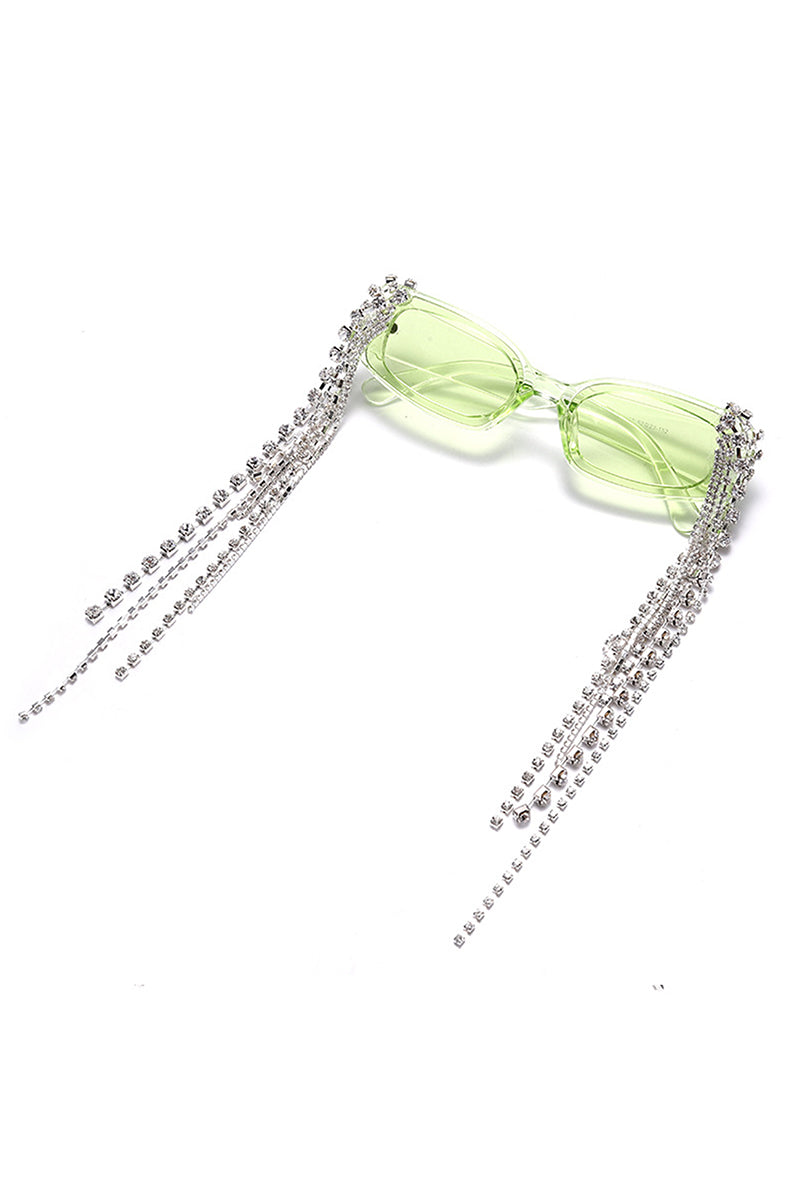 Thyria Modern Luxury Rhinestone Chi Rectangle Women's Sunglasses featuring stylish rhinestone embellishments and a chic rectangle design.