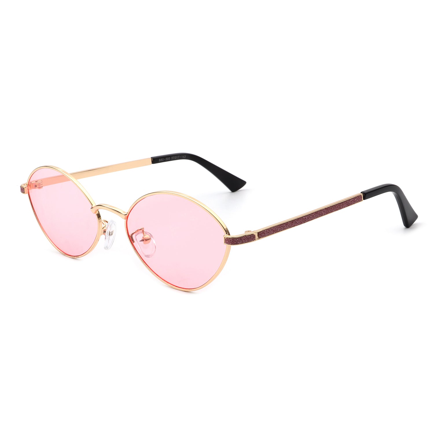 Ufril Oval Retro Geometric Round Glitter Fashion Sunglasses with a stylish design and UV protection.