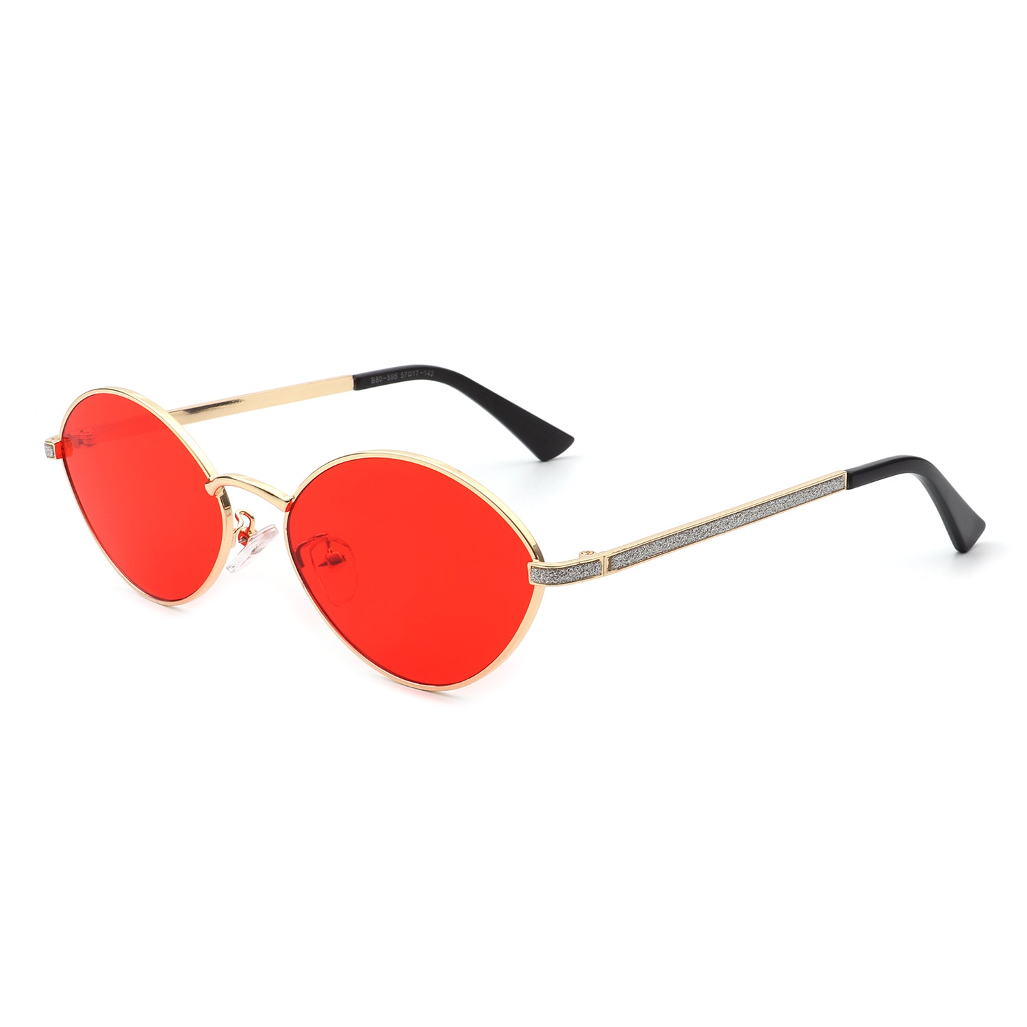 Ufril Oval Retro Geometric Round Glitter Fashion Sunglasses with a stylish design and UV protection.