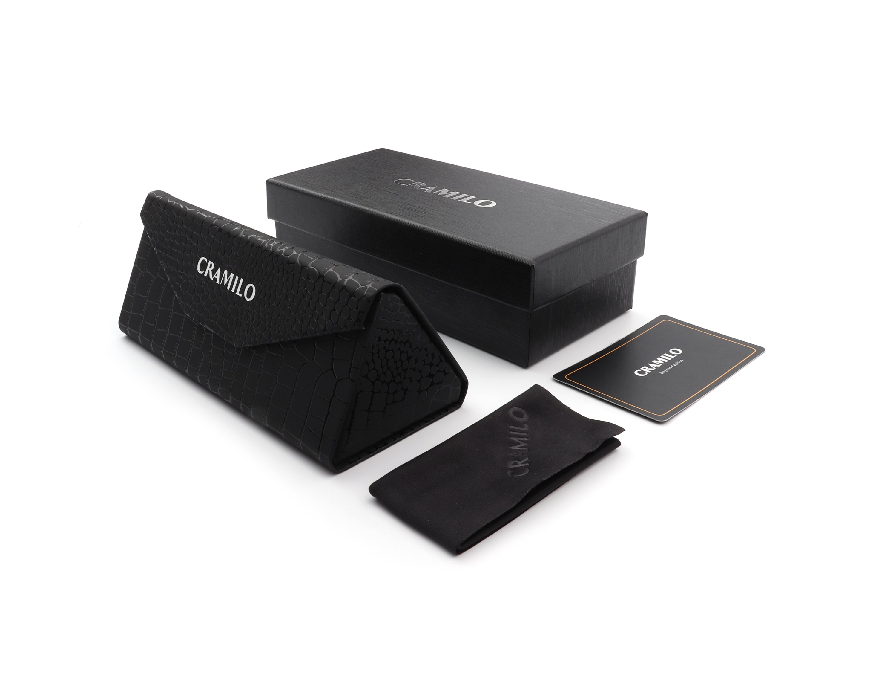 Cramilo Uplift Geometric Irregular Thick Frame Square Fashion Sunglasses with gradient mirrored lenses and stylish packaging.