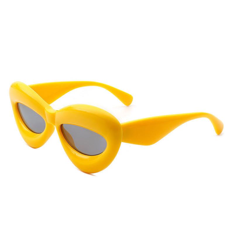 Vexa Oversized Irregular Lips Shape Women's Sunglasses with a playful lips design and thick candy-colored frame.