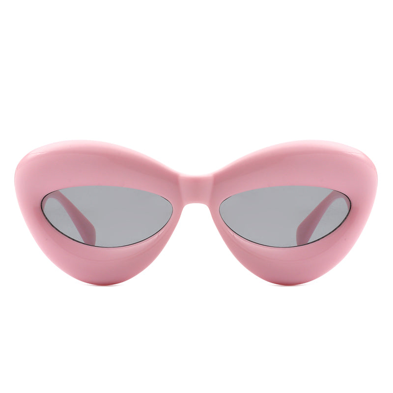 Vexa Oversized Irregular Lips Shape Women's Sunglasses with a playful lips design and thick candy-colored frame.