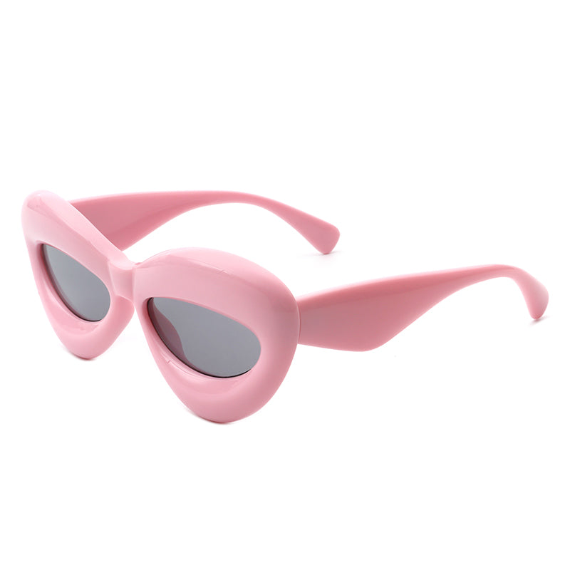 Vexa Oversized Irregular Lips Shape Women's Sunglasses with a playful lips design and thick candy-colored frame.