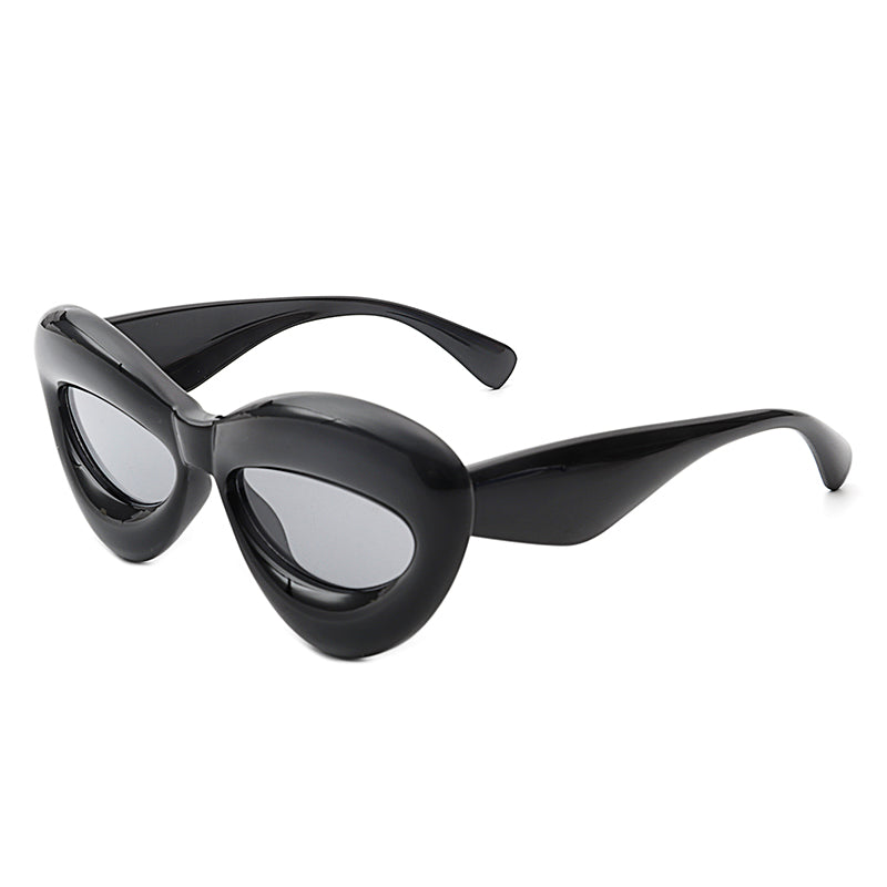 Vexa Oversized Irregular Lips Shape Women's Sunglasses with a playful lips design and thick candy-colored frame.