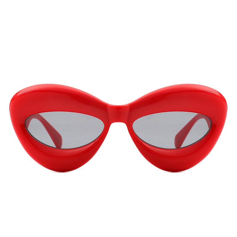 Vexa Oversized Irregular Lips Shape Women's Sunglasses with a playful lips design and thick candy-colored frame.