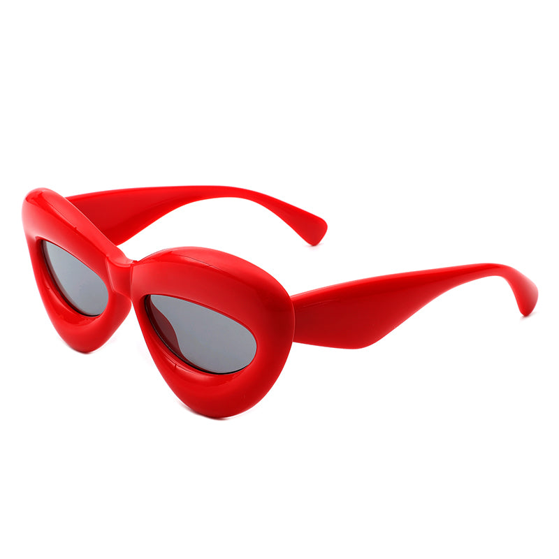 Vexa Oversized Irregular Lips Shape Women's Sunglasses with a playful lips design and thick candy-colored frame.