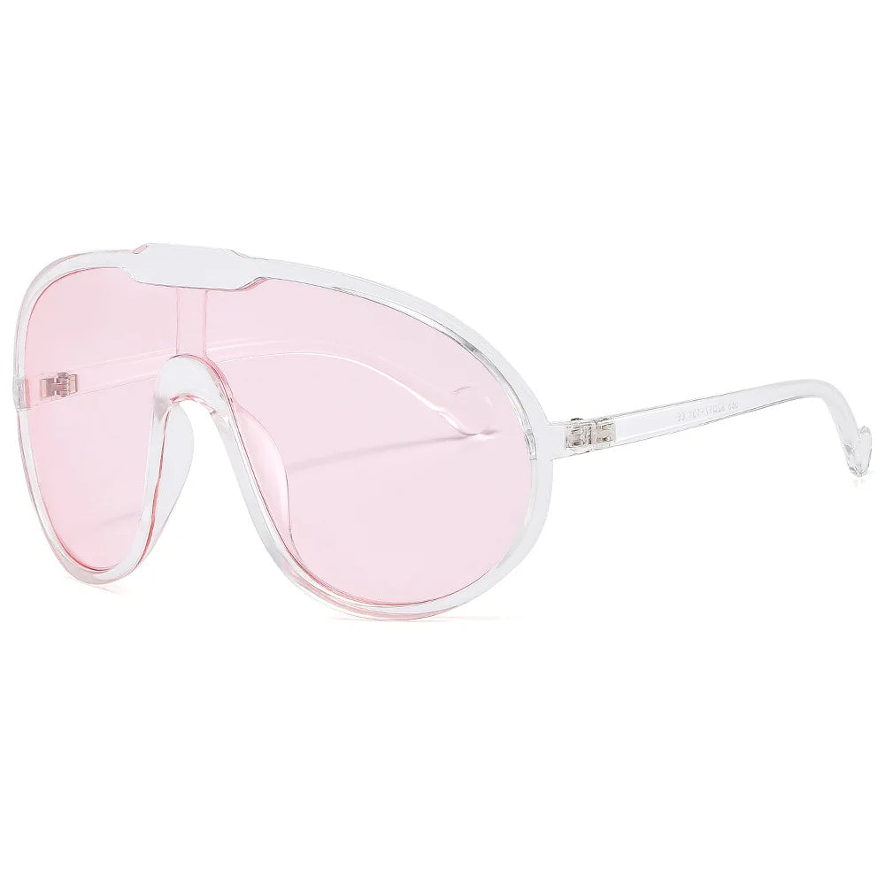 Vintage One Piece Champagne Sunglasses with a stylish shield design, featuring a durable plastic frame and UV400 lenses for eye protection.