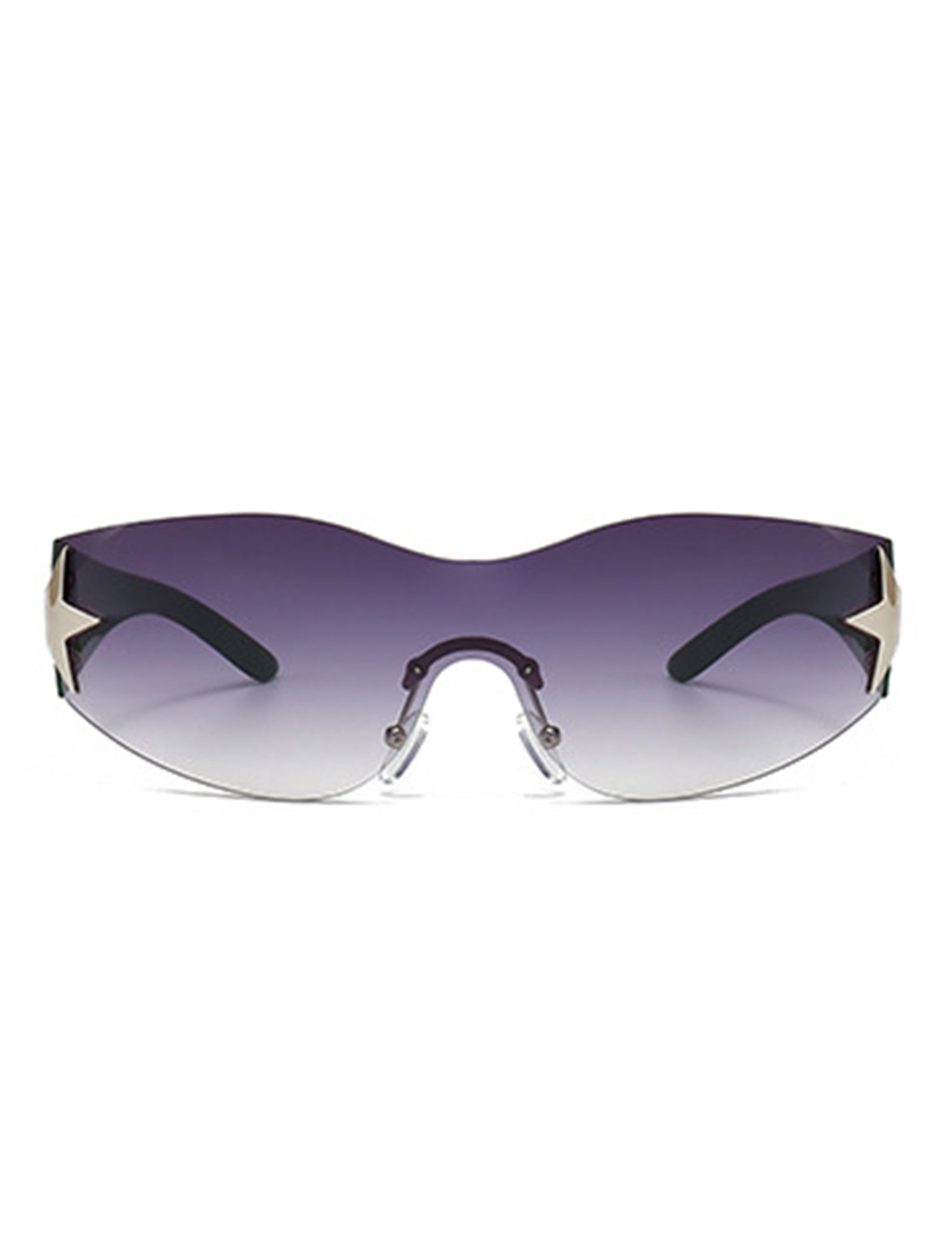 Vyrin Star Designed Rimless Sleek Wraparound Shield Sunglasses showcasing a unique star design with polycarbonate lenses.