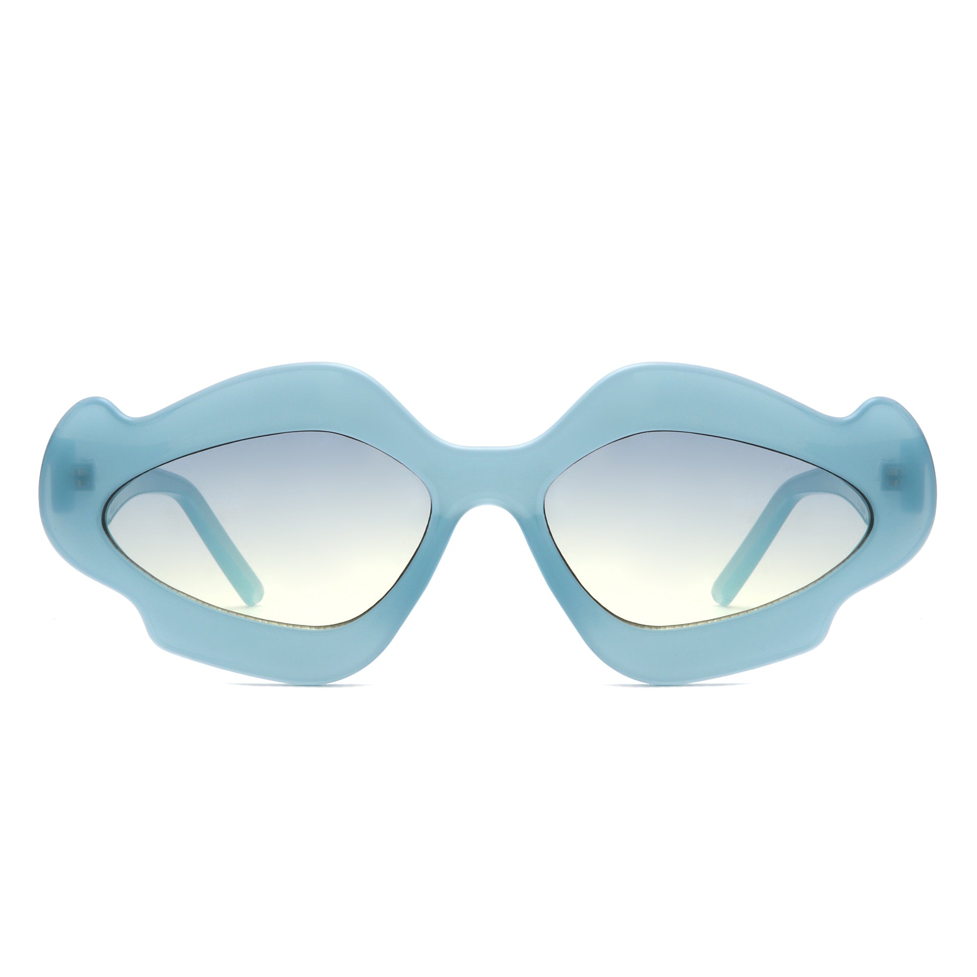 Zyrith Geometric Wavy Designed Women's Sunglasses featuring a unique wavy frame and stylish polycarbonate lenses.