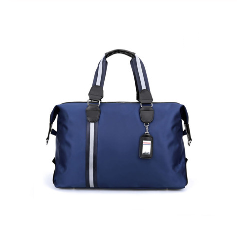 High Quality Business Luggage Waterproof Duffel Bag for Men in sleek black nylon, featuring a soft handle and multiple internal pockets for organization.