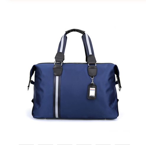 High Quality Business Luggage Waterproof Duffel Bag for Men in sleek black nylon, featuring a soft handle and multiple internal pockets for organization.