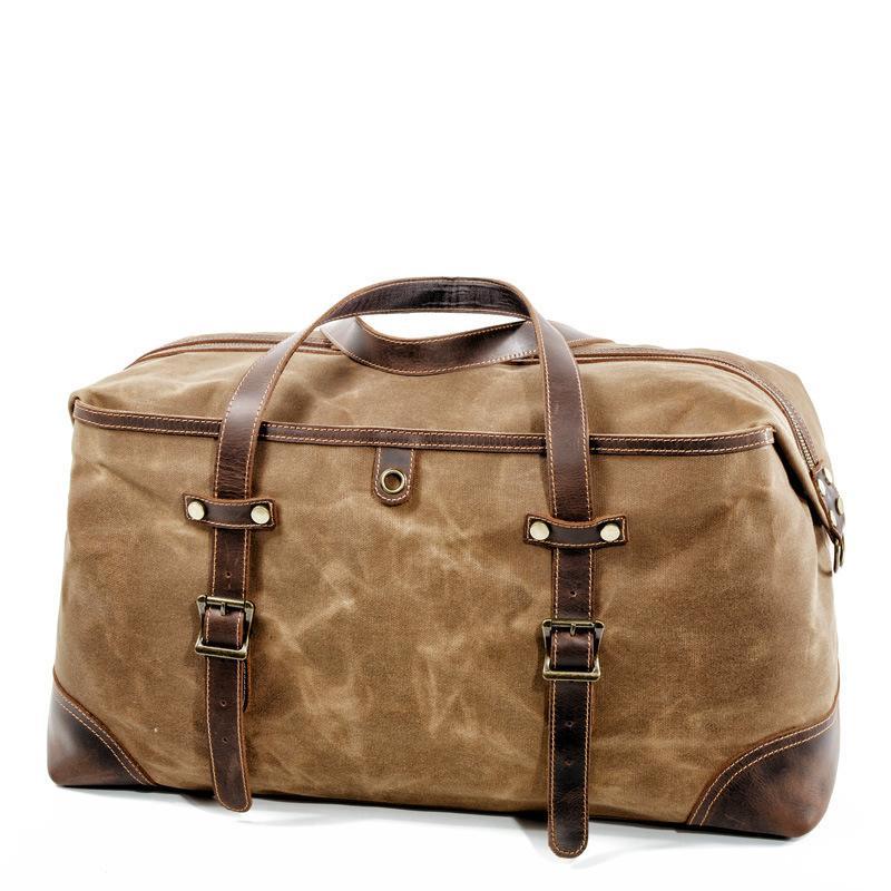 High Quality Large Canvas Outdoor Fitness Duffel Bag in a stylish design, featuring multiple pockets and three shoulder straps for versatile carrying options.