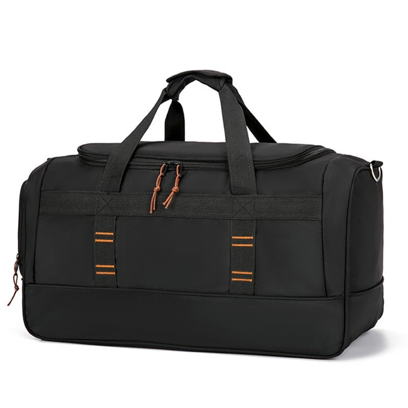 Oxford Cloth Waterproof Men Travel Bag in solid color, showcasing its large capacity and zipper closure, ideal for travel and business use.