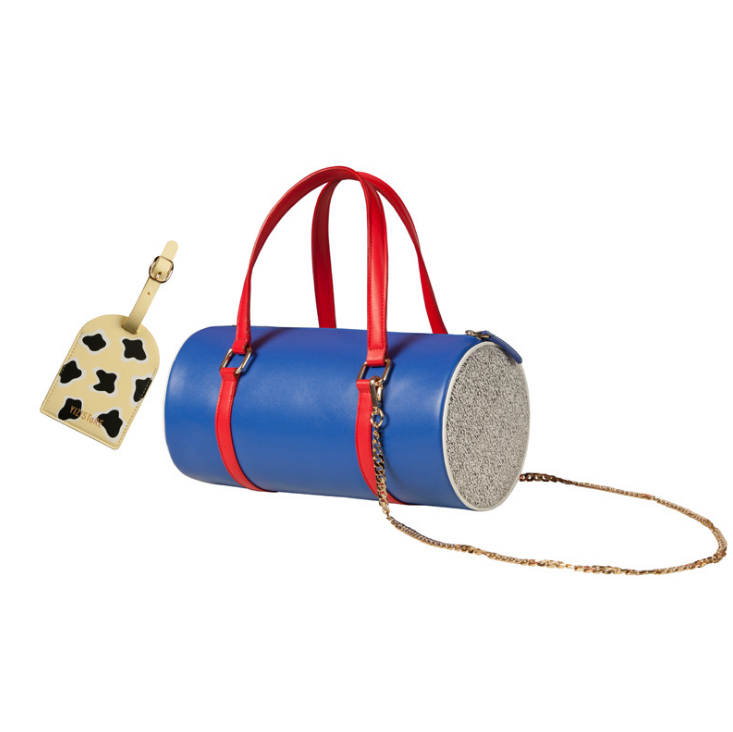 A stylish PU Printing Long Round Duffel Bag in a modern design, featuring a durable PU material and an adjustable 115cm belt for comfortable carrying.