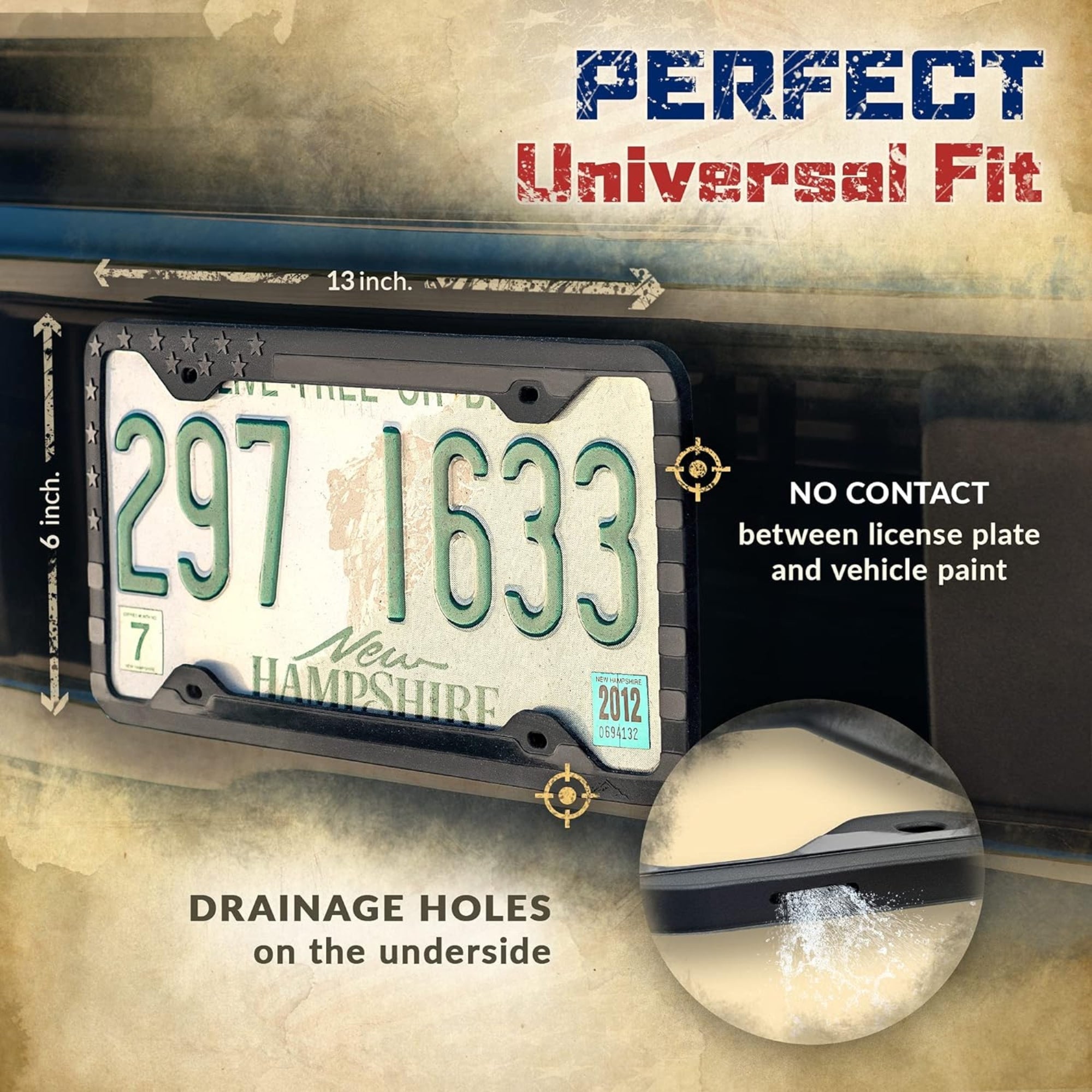 Tactilian Original Silicone American Flag License Plate Frame Holder showcasing vibrant colors and durable design.