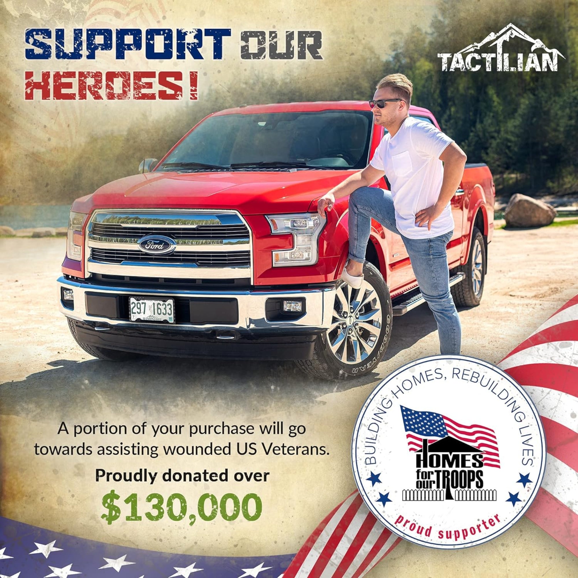 Tactilian Original Silicone American Flag License Plate Frame Holder showcasing vibrant colors and durable design.