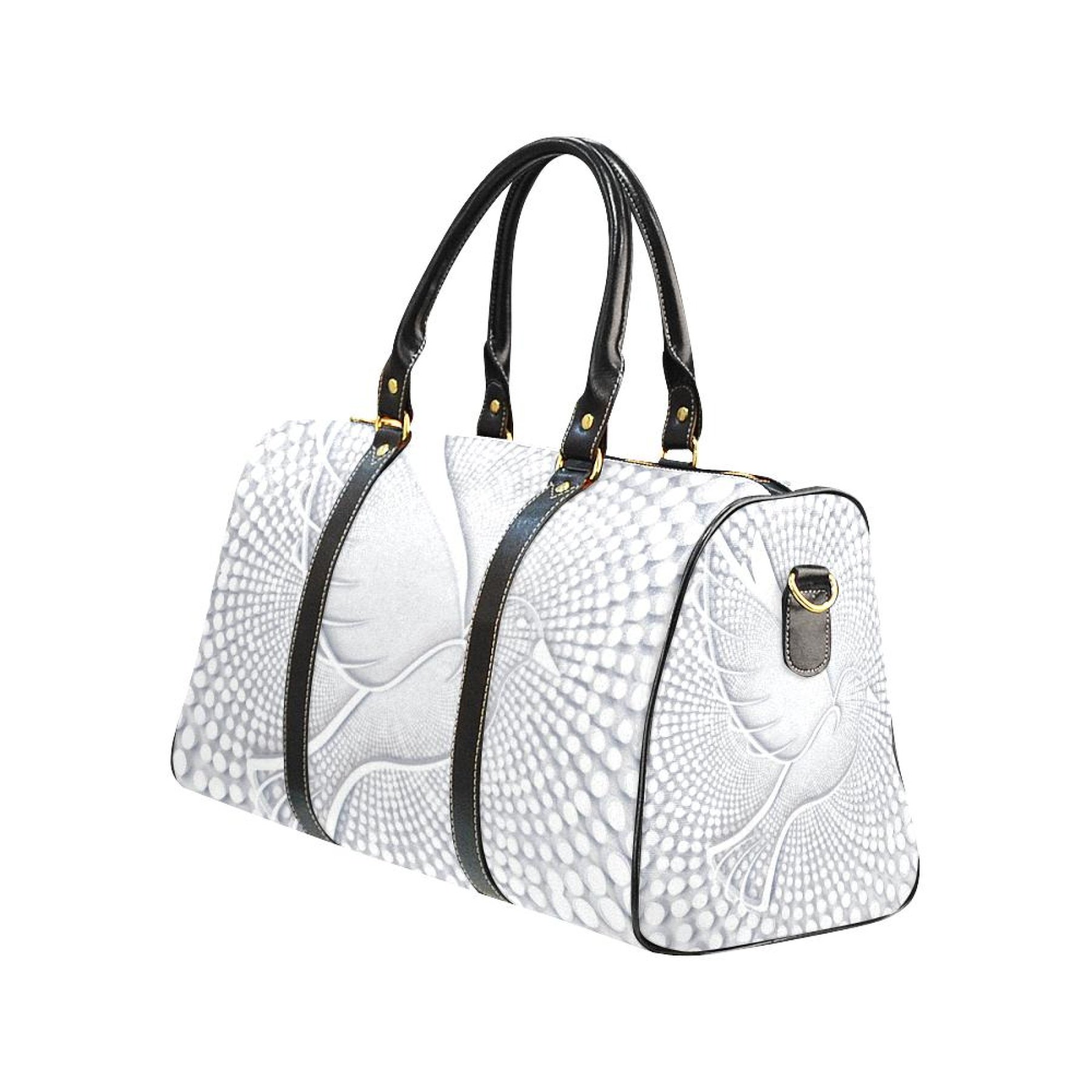 White Dove Leather Carry On Travel Bag with sturdy handles and adjustable strap, showcasing its elegant design and spacious interior.