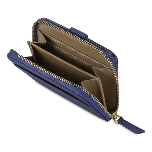 BELGRAVIA Zipper Wallet made of premium Italian leather with RFID protection, featuring a magnetic clasp and multiple card slots.