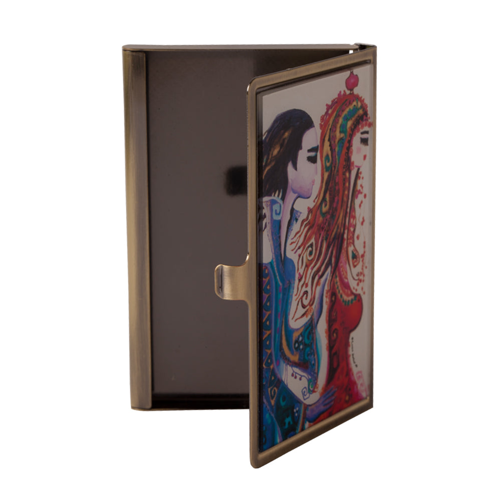 Biggdesign Metall Abdeckung Kartenhalter mit buntem Design und Hartmetallabdeckung, ideal für Visitenkarten und Kreditkarten.