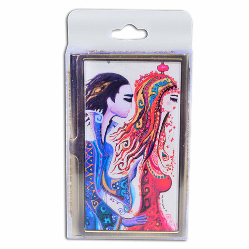 Biggdesign Metall Abdeckung Kartenhalter mit buntem Design und Hartmetallabdeckung, ideal für Visitenkarten und Kreditkarten.