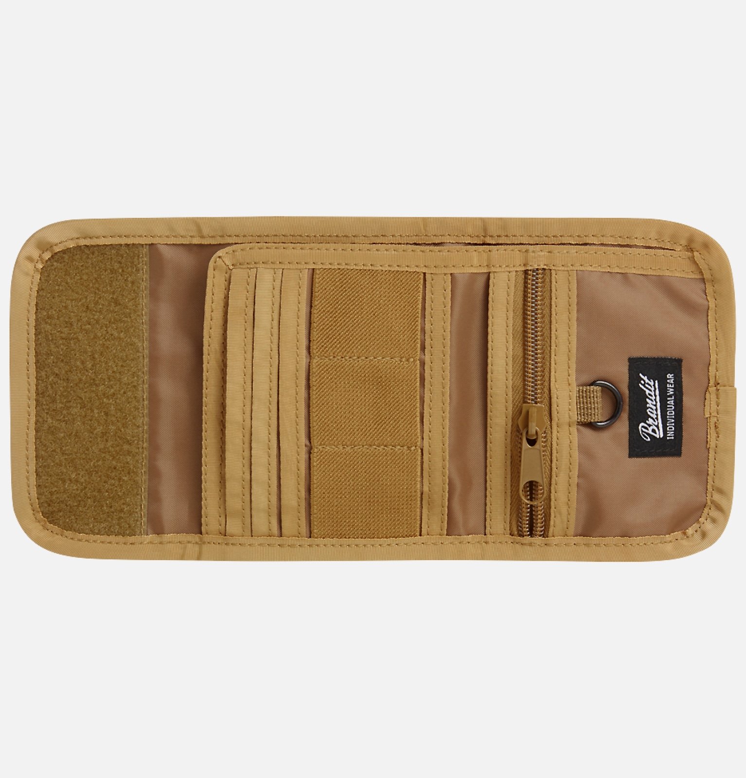 Brandit Wallet no. 5 in robust 600DEN polyester, featuring multiple compartments, zip coin section, and stylish design.